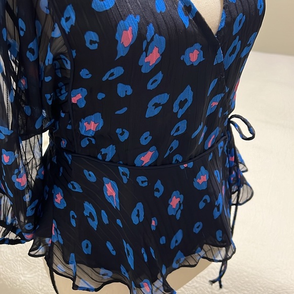 Sugarlips neon carnival leopard chiffon wrap blouse - Picture 5 of 8